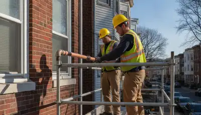 Boston, MA plumber repairing a pipe for a plumbing service call