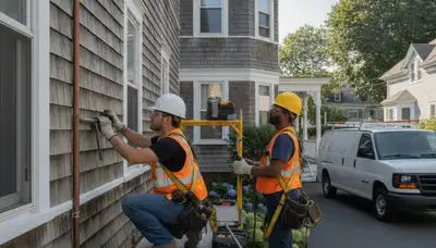 Boston, MA plumber repairing a residential pipe for plumbing service in a home