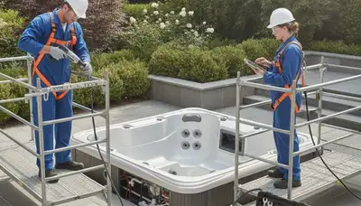 Boston, MA spa repair technician servicing jets and heating for a home spa