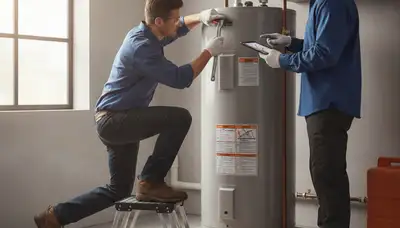 Boston, MA plumber repairing a water heater for a home service call